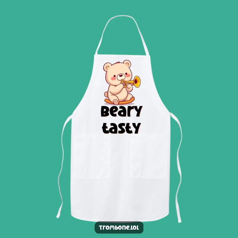 Funny Bear Trombone Apron - Cook with a Jazzy Beat!