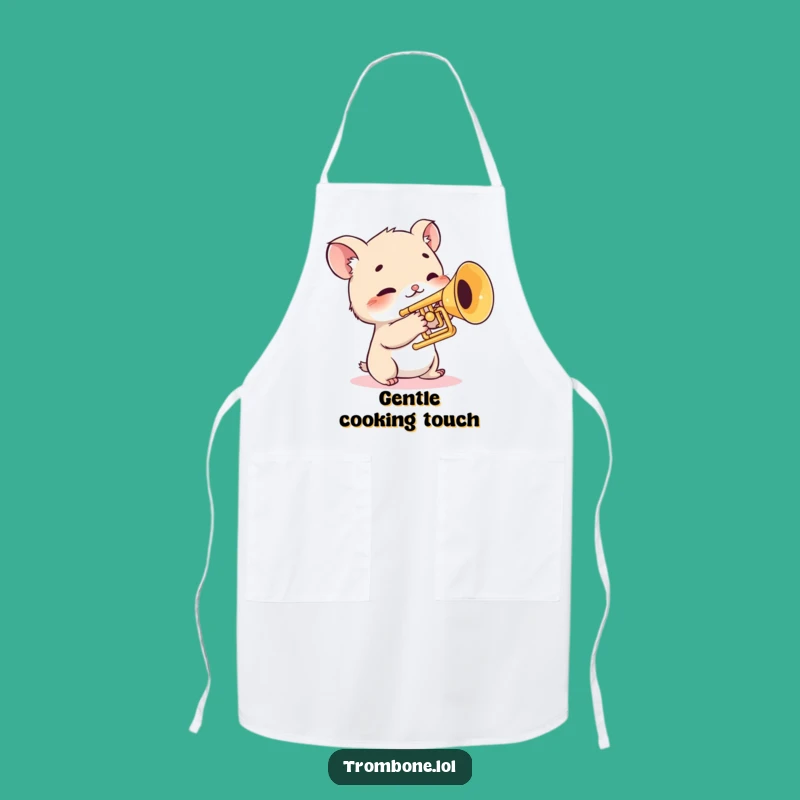 Funny Shy Trombone Creature Apron: Gentle Animal Kitchenwear for Musicians