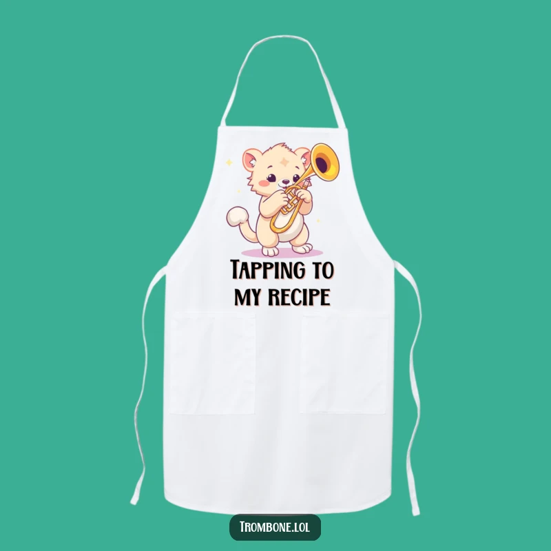 Funny Bouncy Paw Trombone Apron: Rhythmic Creature Kitchenwear for Music Chefs