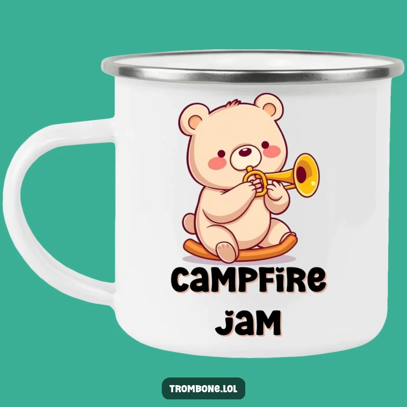 Funny Bear Trombone Camping Mug - Outdoor Jazz Session!