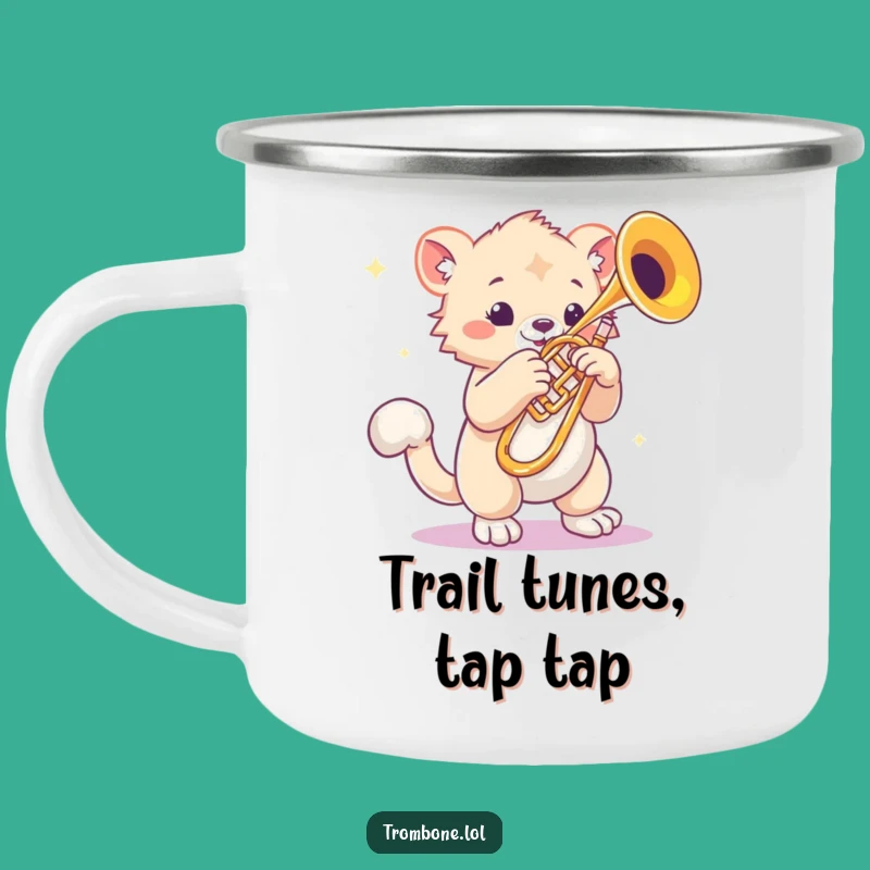 Funny Bouncy Paw Trombone Camping Mug: Rhythmic Creature Mug for Outdoor Beats
