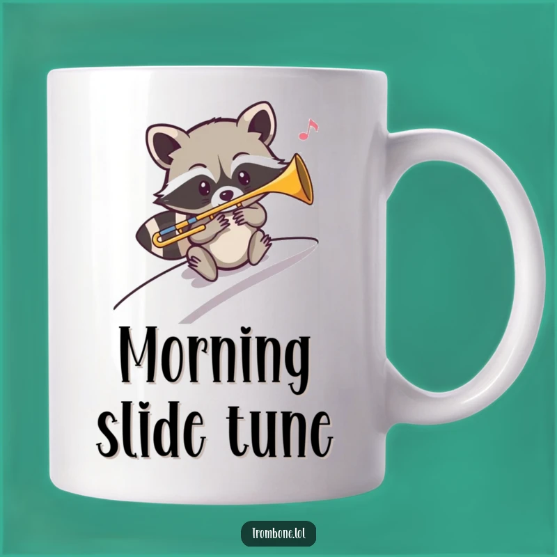 Funny Raccoon Trombone Slide Mug - Mischievous Music Gift