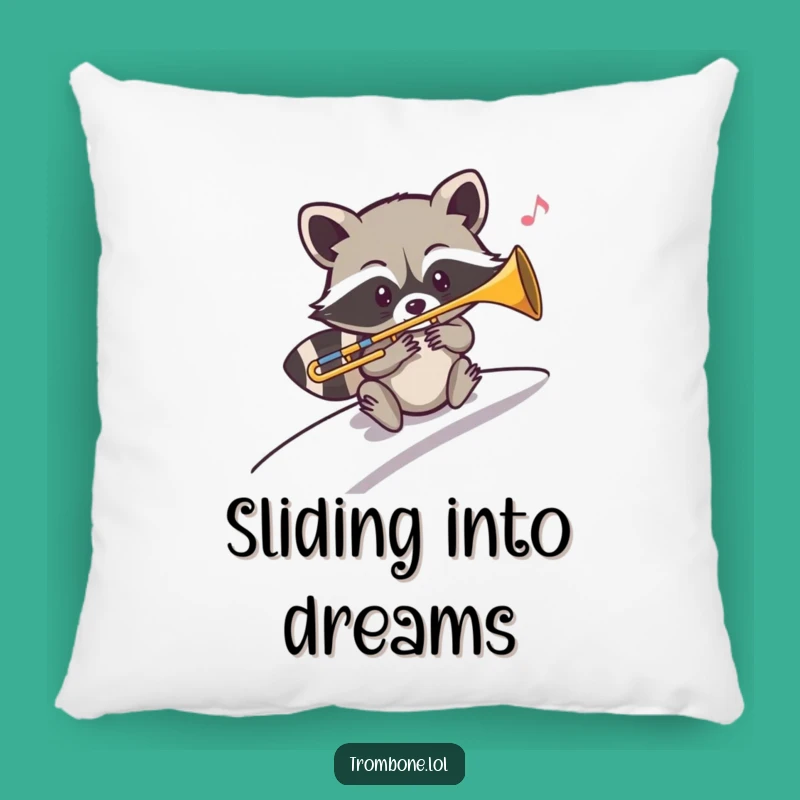 Funny Raccoon Trombone Slide Pillow - Cozy Music Lover Gift