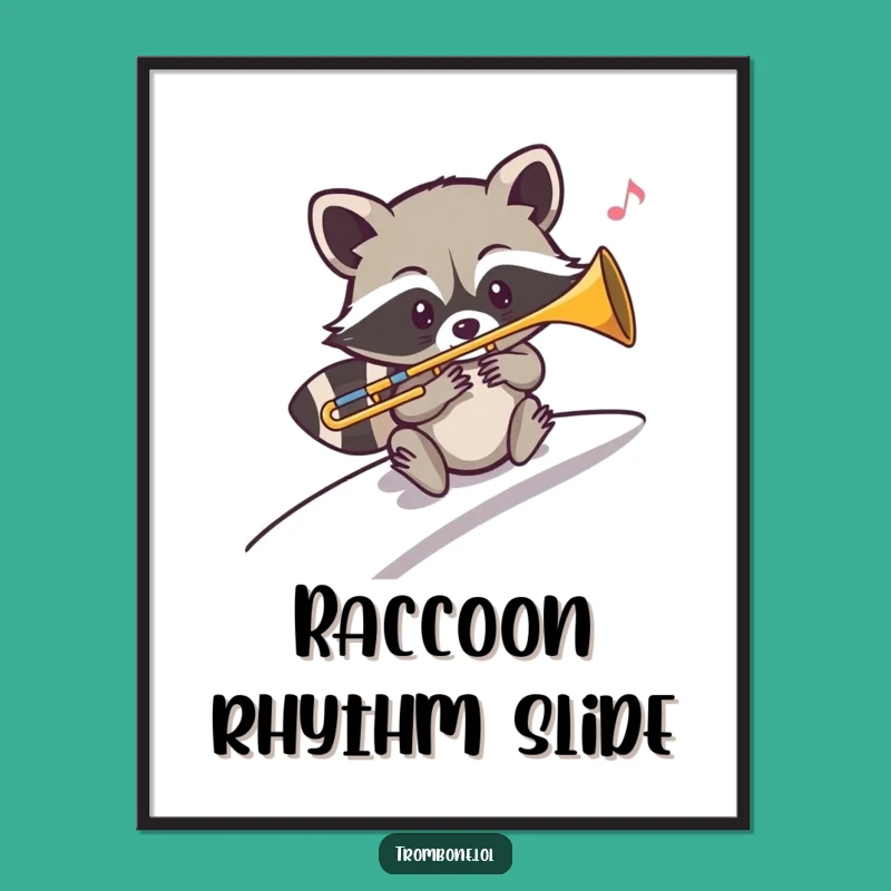 Funny Raccoon Jazz Slide Digital Art - Instant Download Gift