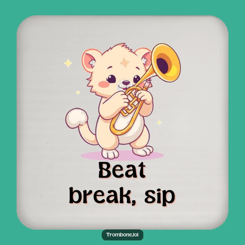 Funny Bouncy Paw Trombone Drink Coaster: Rhythmic Surface Protection