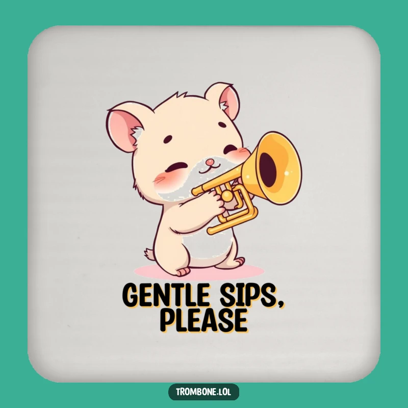 Funny Shy Trombone Creature Drink Coaster: Gentle Surface Protection