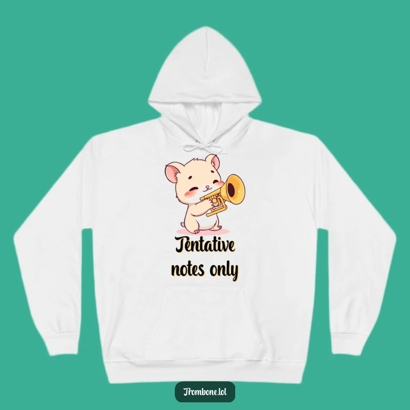 Funny Shy Trombone Creature Hoodie: Cozy Timid Animal Sweatshirt for Music Fans