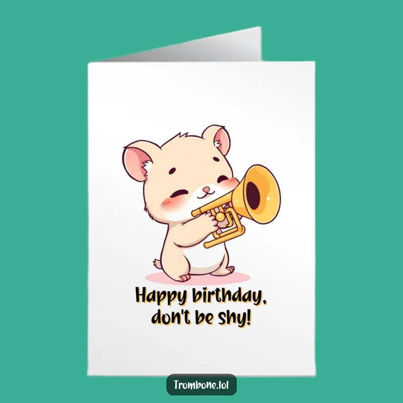 Free Printable Birthday Card: Shy Trombone Creature for a Gentle Downloadable Gift