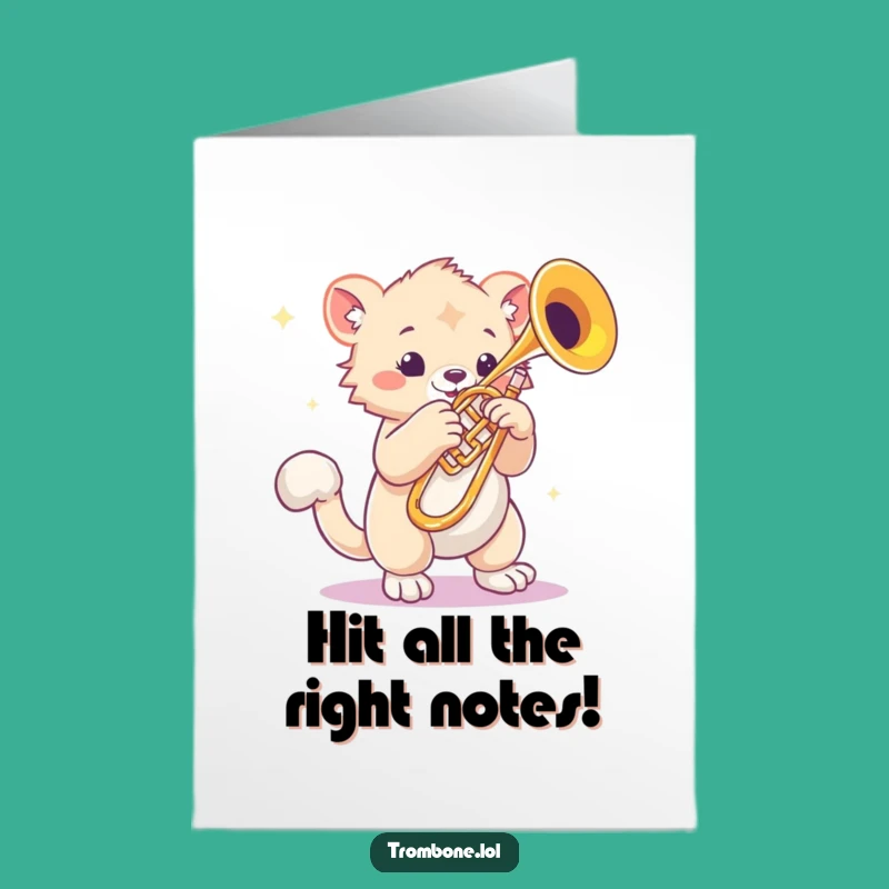 Free Printable Congrats Card: Bouncy Trombone Creature for a Rhythmic Downloadable Gift