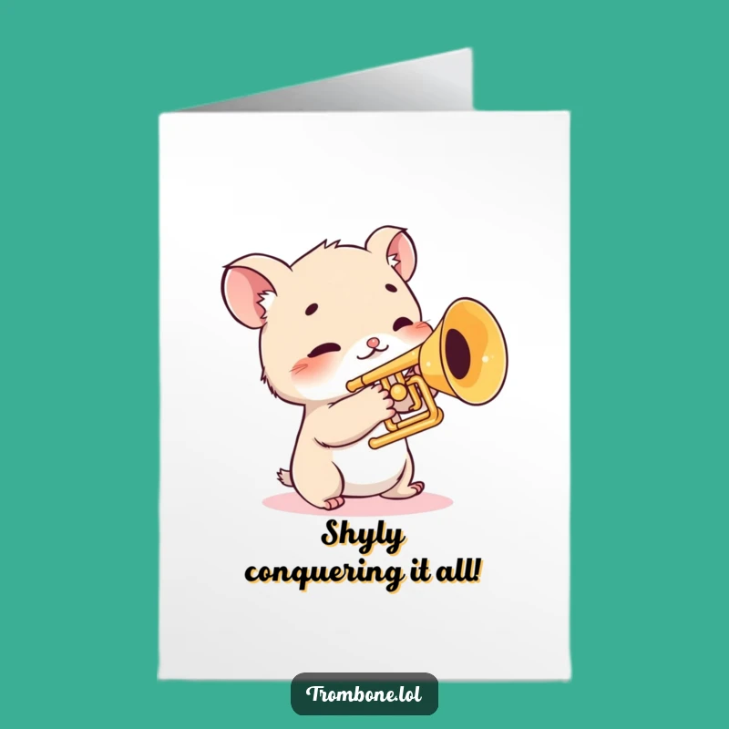 Free Printable Congrats Card: Shy Trombone Creature for a Delicate Downloadable Gift