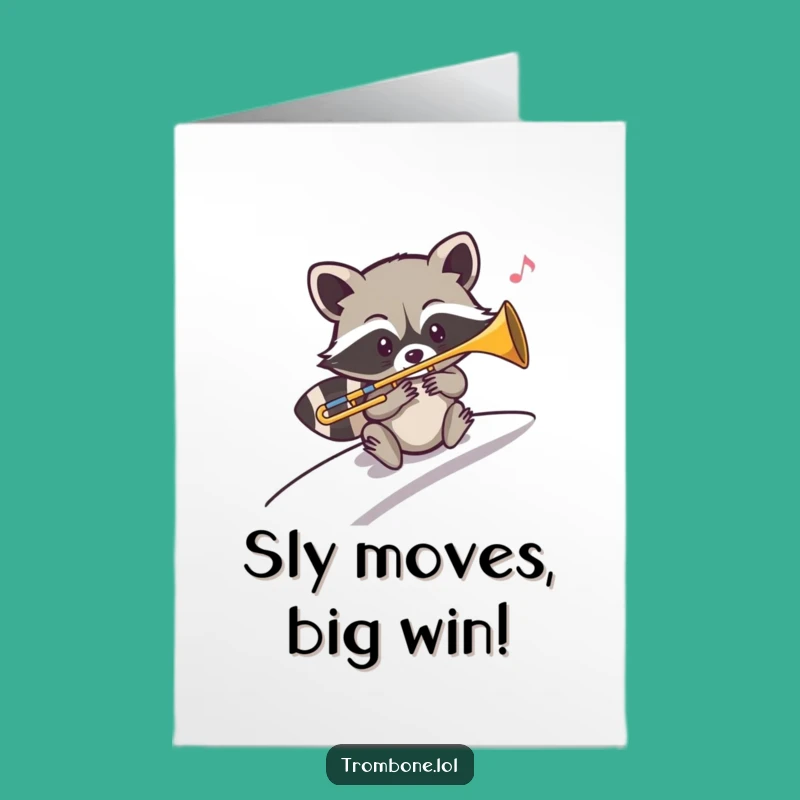Free Printable Congratulations Card: Raccoon's Jazzy Slide - Downloadable Funny Gift