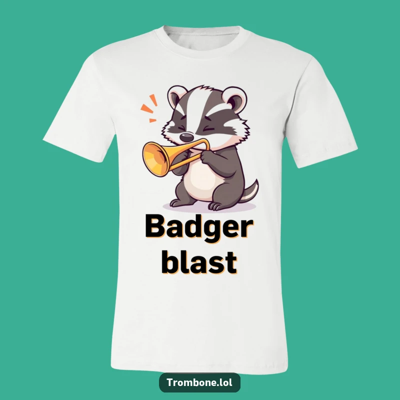 Funny Badger Trombone T-Shirt - Play Loud and Proud!