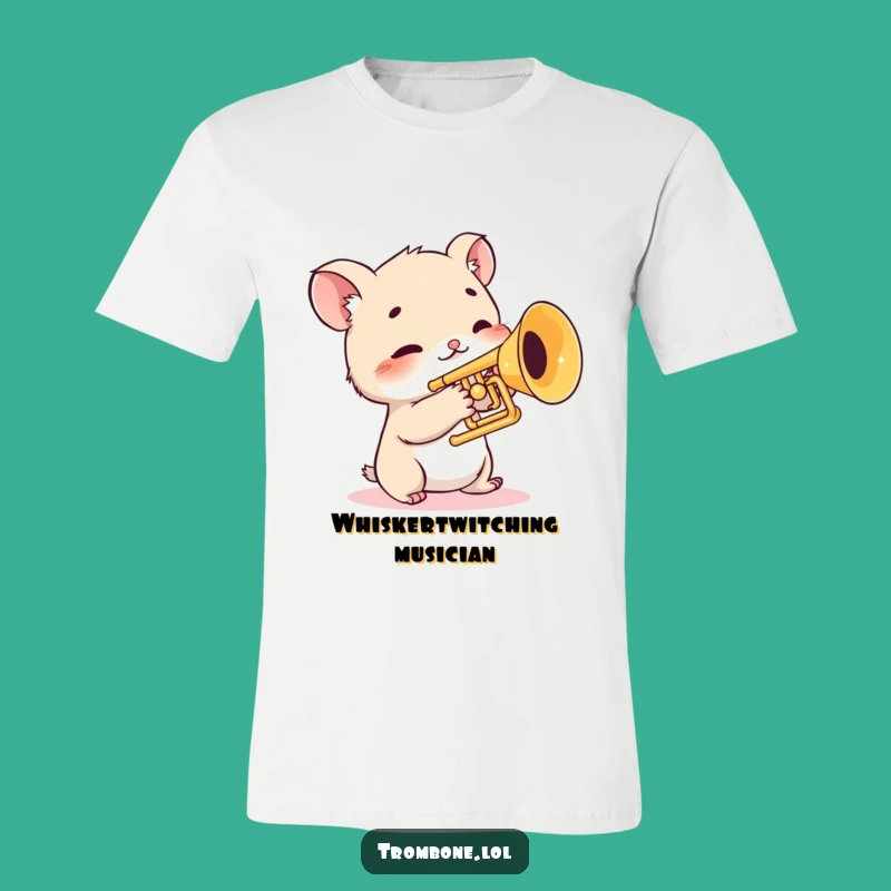 Funny Shy Trombone Creature T-Shirt: Timid Animal Tee for Music Enthusiasts