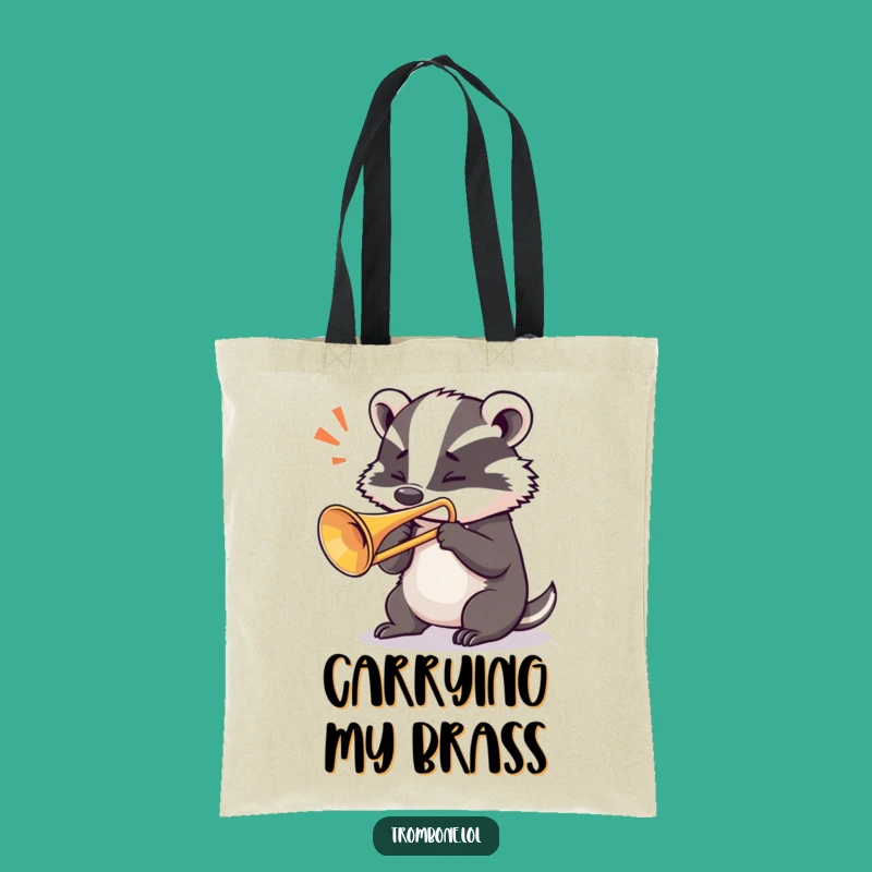 Funny Badger Trombone Tote Bag - Carry Your Music Loudly!