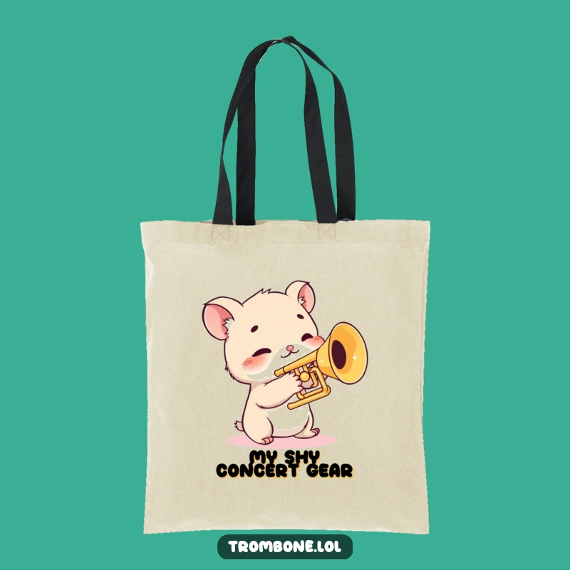 Funny Shy Trombone Creature Tote Bag: Gentle Animal Carry-All for Musicians